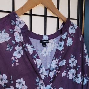 Torrid Purple Floral Drape Knit Blouse